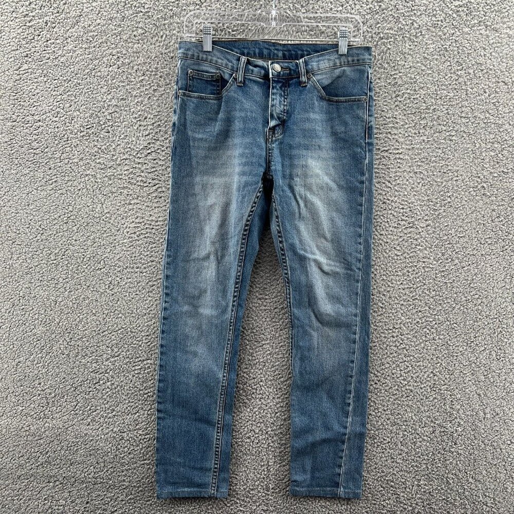 Cheap Monday Jeans Mens 29 X 28 Blue Stretched Denim Slim Straight Leg *